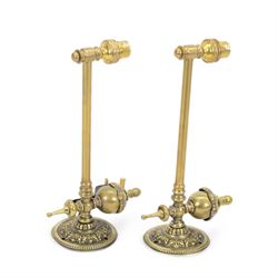 Pair of Adam style gilt brass twin branch wall lights, L30cm