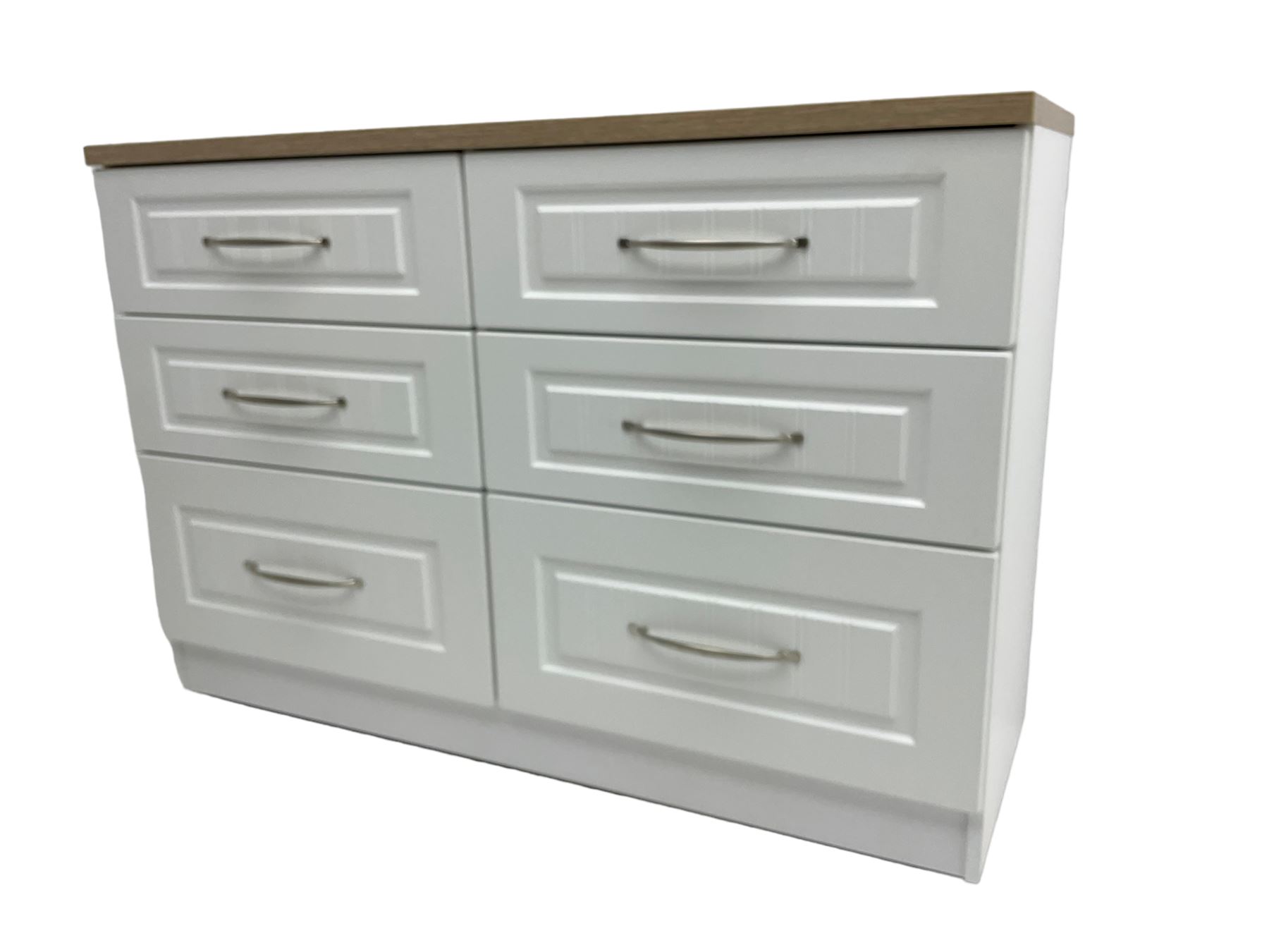 Oak and white finish six drawer chest 