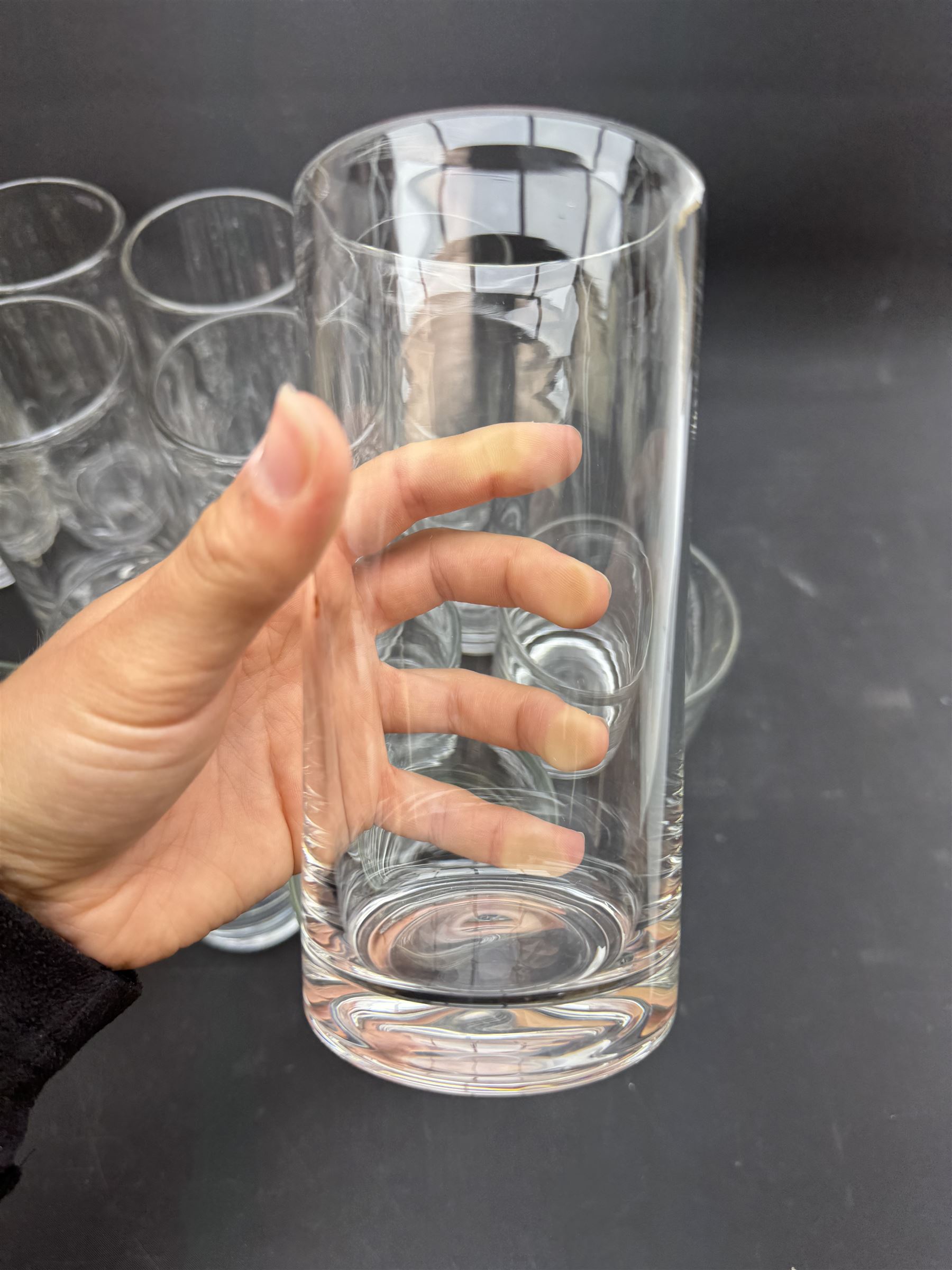 Collection of tumbler glasses, possibly Niederer, in sets of eight, comprising high ball, whisky and rocks