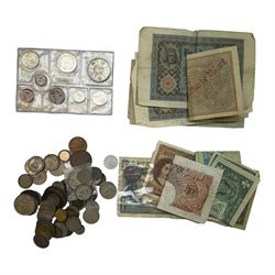 Great British and World coins and banknotes, including two Elizabeth I hammered silver six...