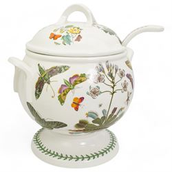 Portmeirion Botanic Garden bread crock, H40cm, soup tureen and ladle, tureen & cover, three oval dishes, serving bowls etc 