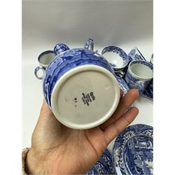 Spode Italian pattern tea service, comprising teapot, milk jug, open sucrier, six cups and saucers, two coffee cans and saucers, six dessert plates, four mugs and a sandwich plate (30) 