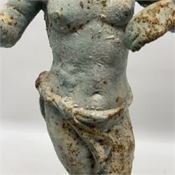 Garden ornament modeled as a putti with butterfly, H50cm