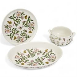 Portmeirion Botanic Garden bread crock, H40cm, soup tureen and ladle, tureen & cover, three oval dishes, serving bowls etc 