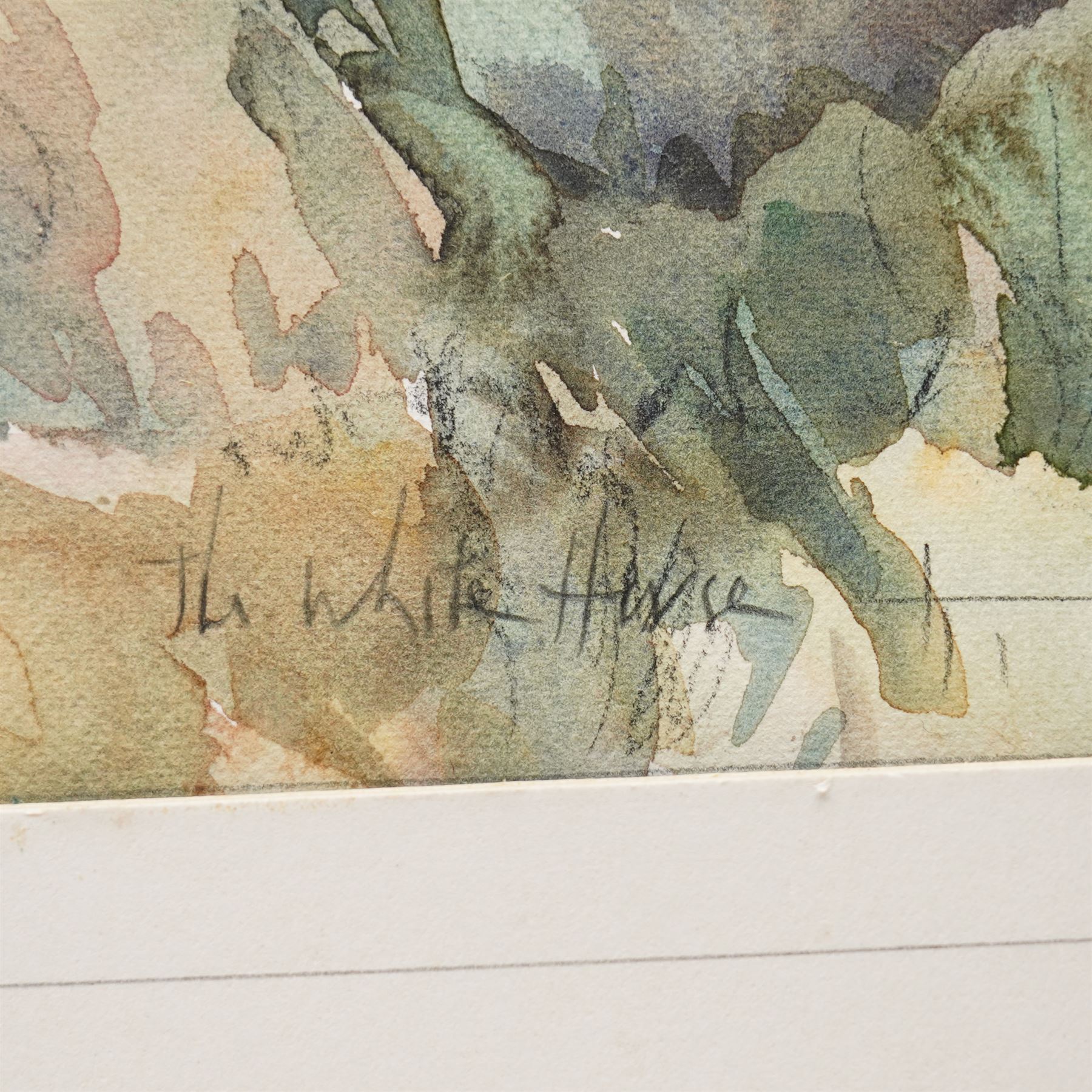 Harold Wharfe (Yorkshire 20th century): 'The White Horse' and Ionic Temple at Rievaulx Terrace, two watercolours signed inscribed and dated max 33cm x 46cm (2)