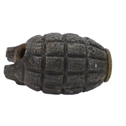 Three Inert Mills Grenade relic cases, two marked no 23 to the base