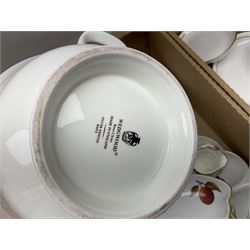 Royal Worcester ceramics, including Evesham pattern tureens and serving dishes and Contessa pattern oval side plates, together with a pair of Wedgwood Silver Ermine pattern twin handled tureens and covers