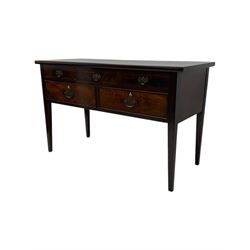 19th century mahogany side table, rectangular top over five drawers, on square tapering supports 