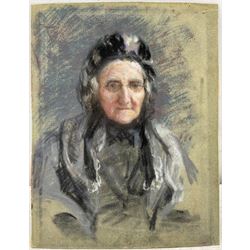 Attrib. Frederick (Fred) William Elwell RA (British 1870-1958): Portrait of an Elderly Lady, reputedly the Artist's Mother, pastel unsigned 33cm x 25cm (unframed)