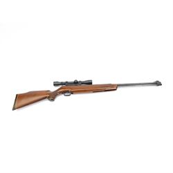 Weihrauch model HW77 air rifle, cal.177/4.5, with Weaver Challenger C4R scope, overall L112cm, serial no 1014905