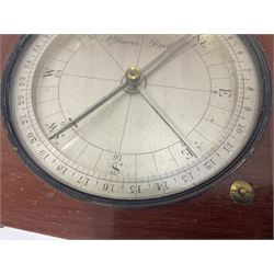 19th century thirty-two point surveyors compass, inscribed J. Davis Derby to the silvered dial, contained within a mahogany case, dial D11cm