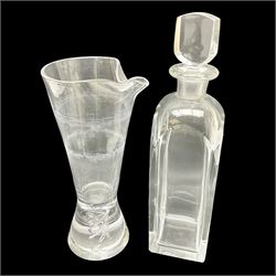 Orrefors glass decanter, singed to base, together Tudor Crystal martini pitcher with air twist, decanter H30cm 