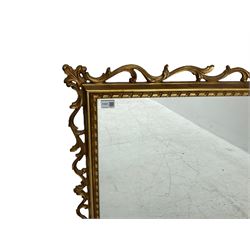 Ornate gilt framed mirror, decorated with trailing and scrolled foliage, plain mirror plate