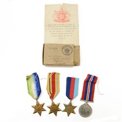 WWII set of four medals, comprising 1939-1945 War Medal, Atlantic Star, African Star and 1...