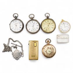 Three silver open face pocket watches including 'The Express Engliish lever', 'Perfection'...