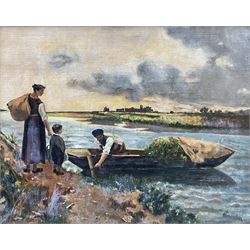 Mackie (British Early 20th Century): The Ferry, oil on canvas indistinctly signed 22cm x 27cm 