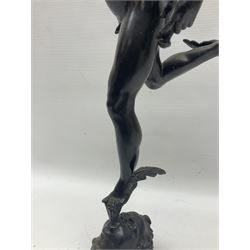 After Giambologna, bronzed figure of Hermes pointing to the sky, H55cm