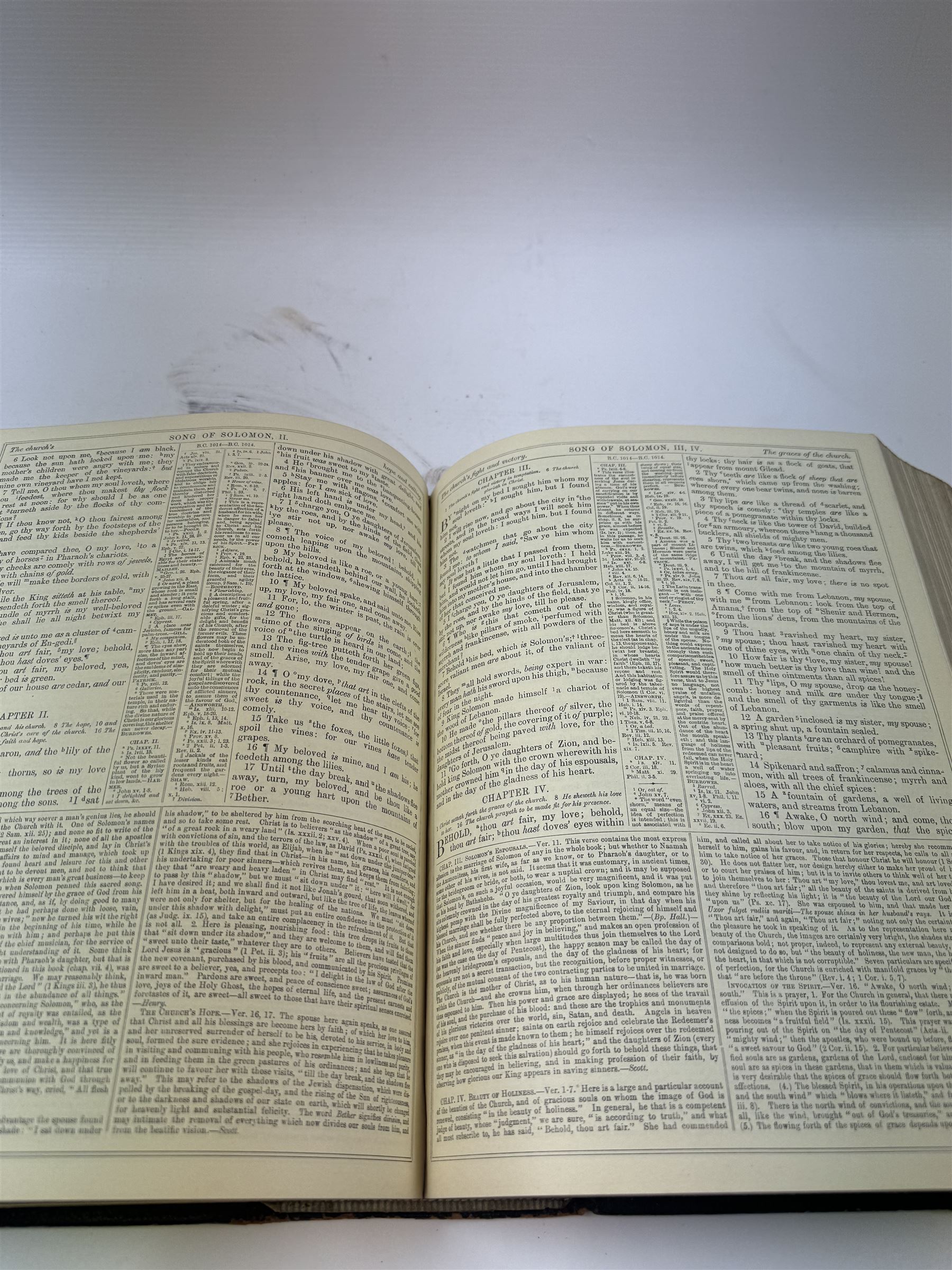 19th century family bible, brass bound with two clasps