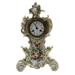 Rochet of Paris - early 19th century 8-day porcelain mantle clock c1820,  in a rococo styl...