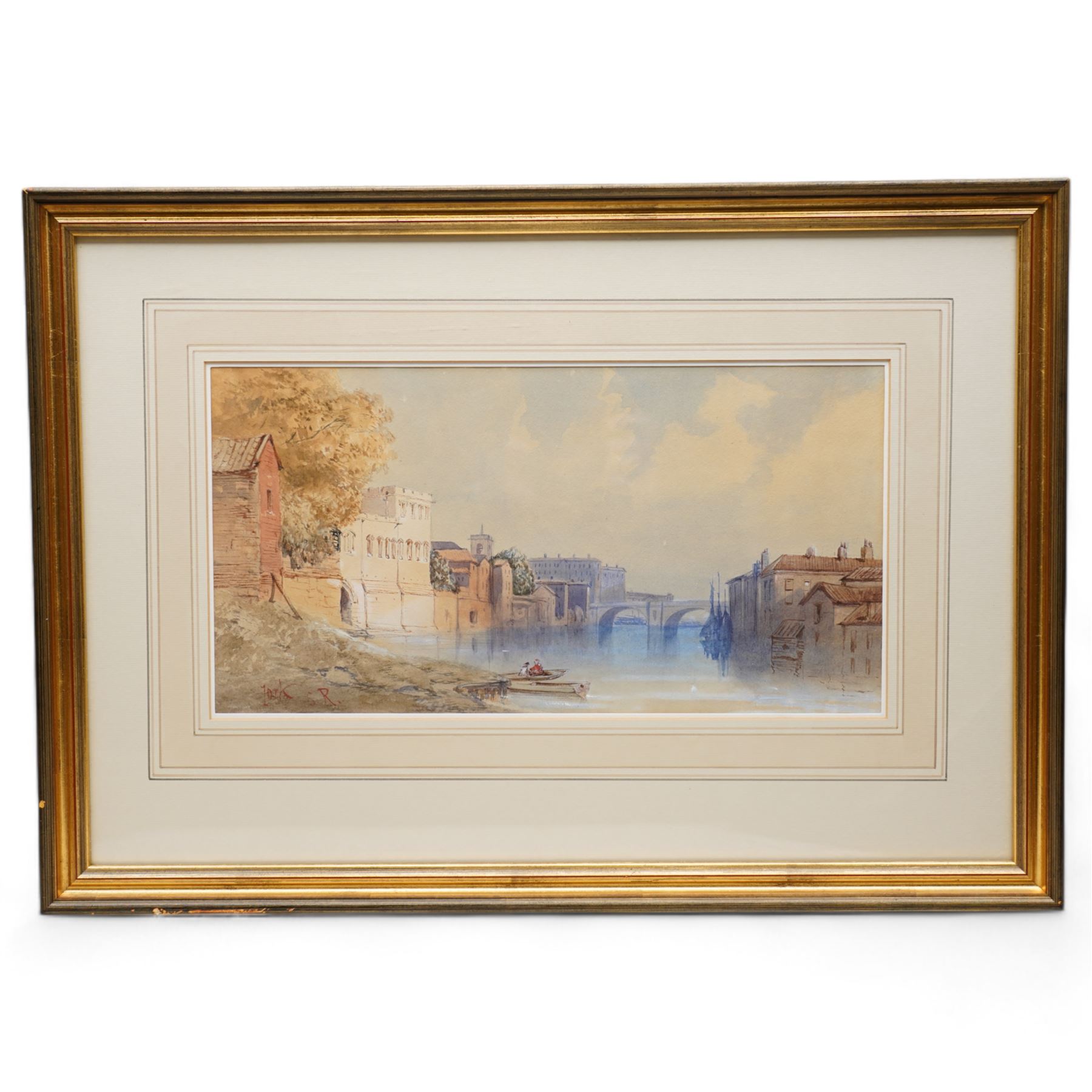 Samuel Read RWS (British 1815-1883): On the Ouse - York, watercolour signed and inscribed 20cm x 38cm