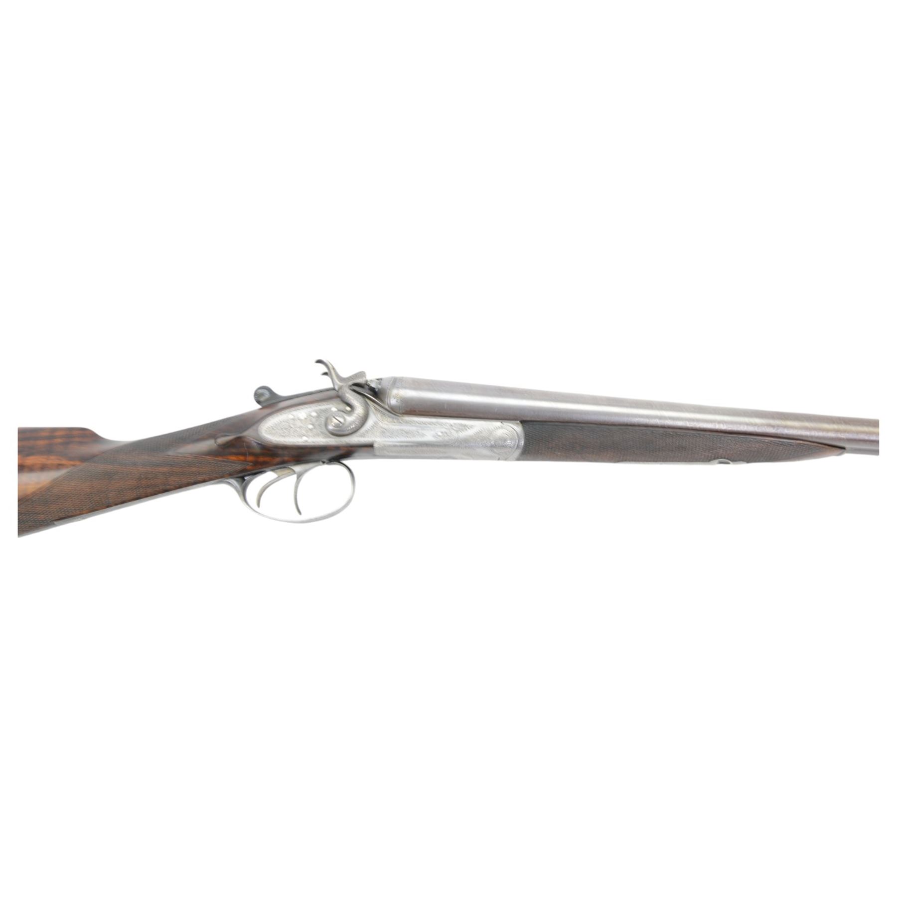 SHOTGUN CERTIFICATE REQUIRED - Alexander Henry 20 bore, percussion side by side double damascus barrel shotgun, with 69cm (27