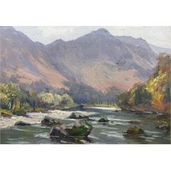 Augustus William Enness (British 1876-1948): Highland River, oil on panel signed 24cm x 34cm