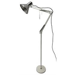 White finish adjustable standard lamp with polished metal shade