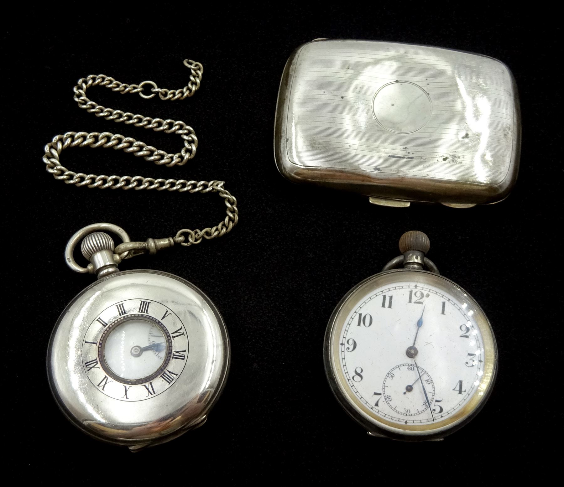 Early 20th century Swiss silver half hunter keyless lever pocket watch ...