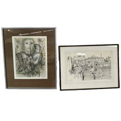 Thomas Cook (British 20th Century): Ancient Rome, pen and ink sketch signed and dated 1943, together with a Keith Michell print signed in pencil (2)