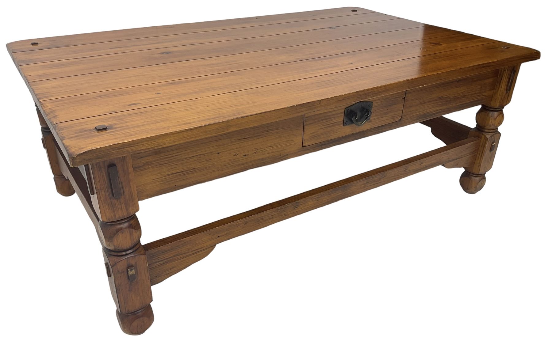 Rectangular hardwood coffee table, fitted with single drawer