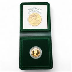 Queen Elizabeth II 1980 gold proof full sovereign coin, cased with certificate