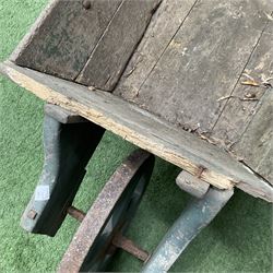 Early 20th century painted wooden wheelbarrow - THIS LOT IS TO BE COLLECTED BY APPOINTMENT FROM DUGGLEBY STORAGE, GREAT HILL, EASTFIELD, SCARBOROUGH, YO11 3TX