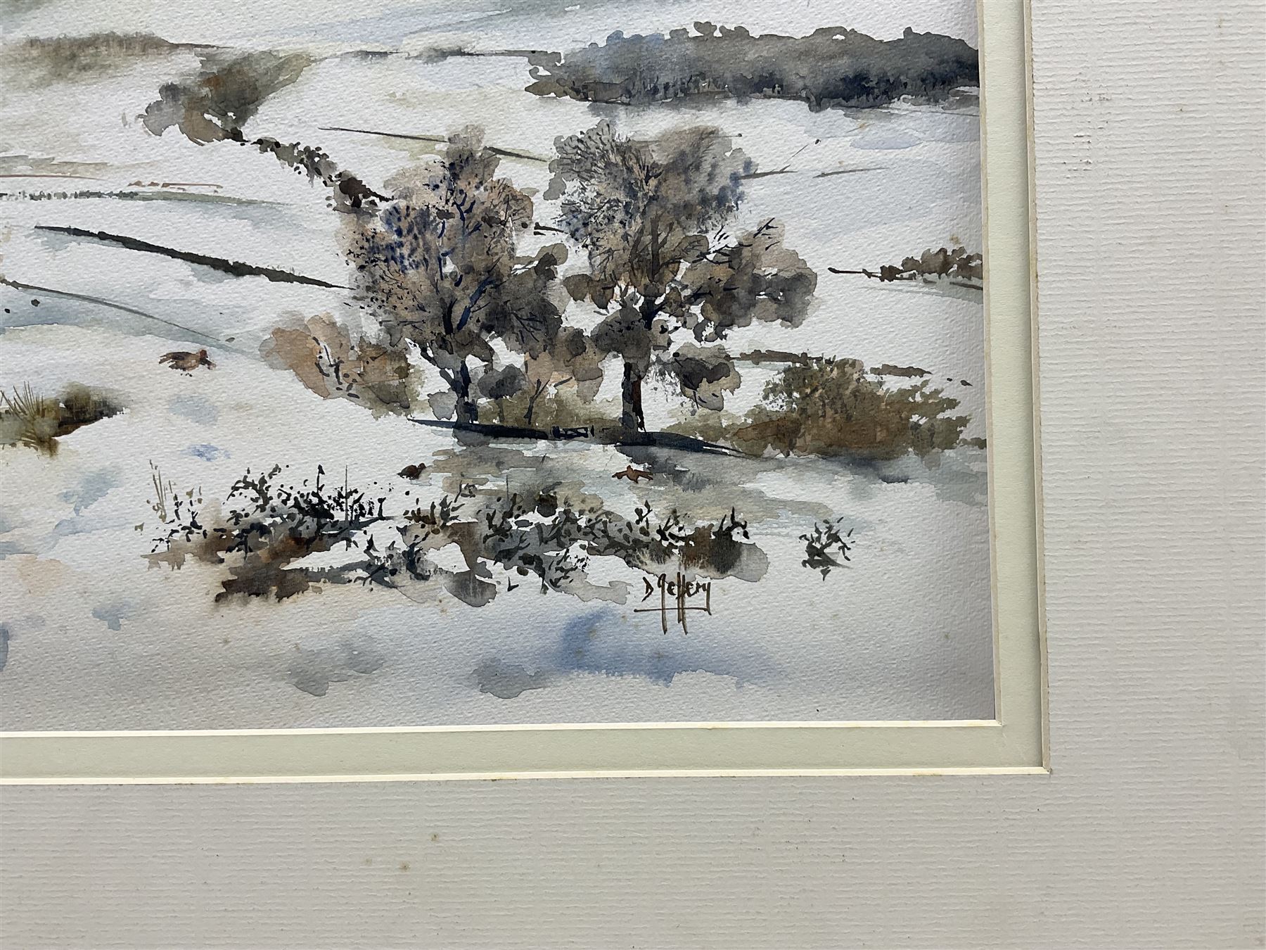 David Jeffrey (British 20th Century): Winter Landscape, watercolour signed 30cm x 48cm (unframed)