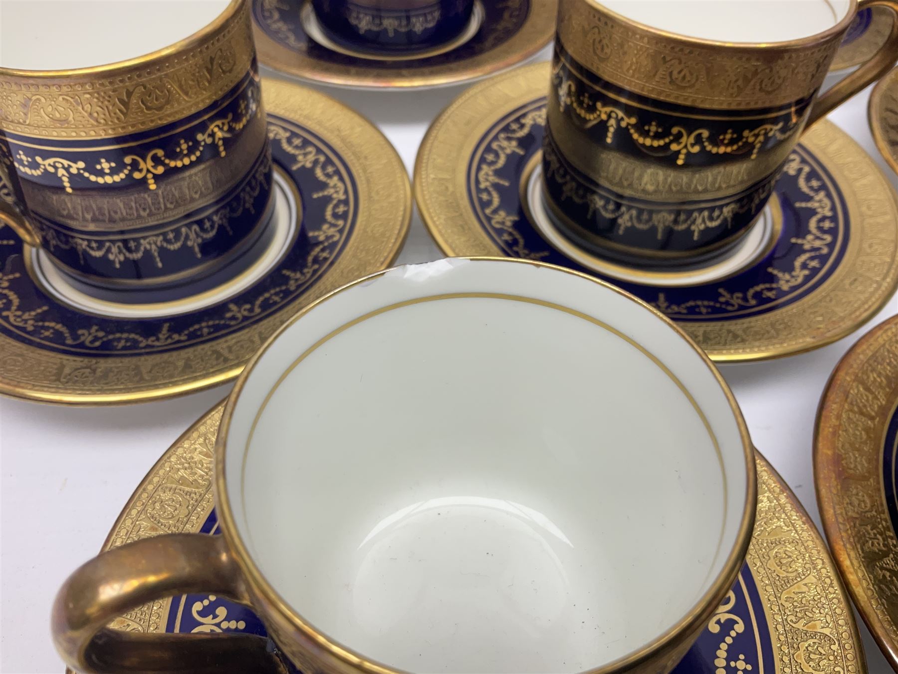 Aynsley Georgian Cobalt pattern coffee service, pattern no 7348, comprising twelve coffee cans and saucers, coffee pot, open sucrier and milk jug, all with printed mark beneath