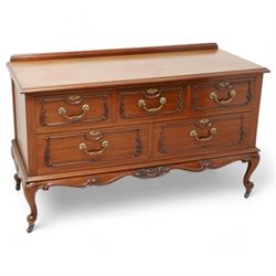 Late Victorian mahogany dressing chest, fitted with five drawers, each with applied carved...