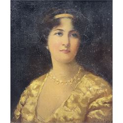 French School (Early 20th century): Portrait of a Lady, oil on canvas indistinctly signed 28cm x 23cm