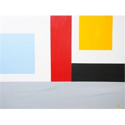 Iain Morris (British Contemporary) after Piet Mondrian (Dutch 1872-1944): Abstracts, triptych acrylics on canvas, signed and dated '15 - '17 verso 102cm x 76cm (3)