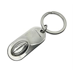 Silver rugby keyring, hallmarked 