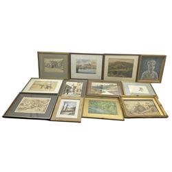 Collection of watercolours and drawings, by artist including Albert Henry Findley, Tom Sykes, Janet Rawlins, AM Galea, Arthur Suker, Alan Chapman, James Leslie Brooke (of Staithes), etc (qty)