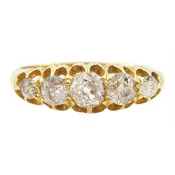 Early 20th century graduating five stone old cut diamond ring, hallmarked, total diamond weight approx 0.85 carat