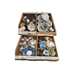 Coalport shell vase, together with a planter, covered jars and other ceramics, in four boxes 