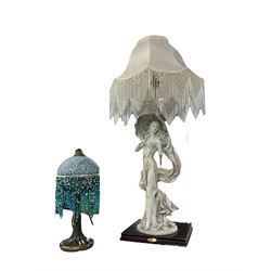 Figural lamp from 'The Juliana Collection', with cream shade, H85cm, together with a lamp ...