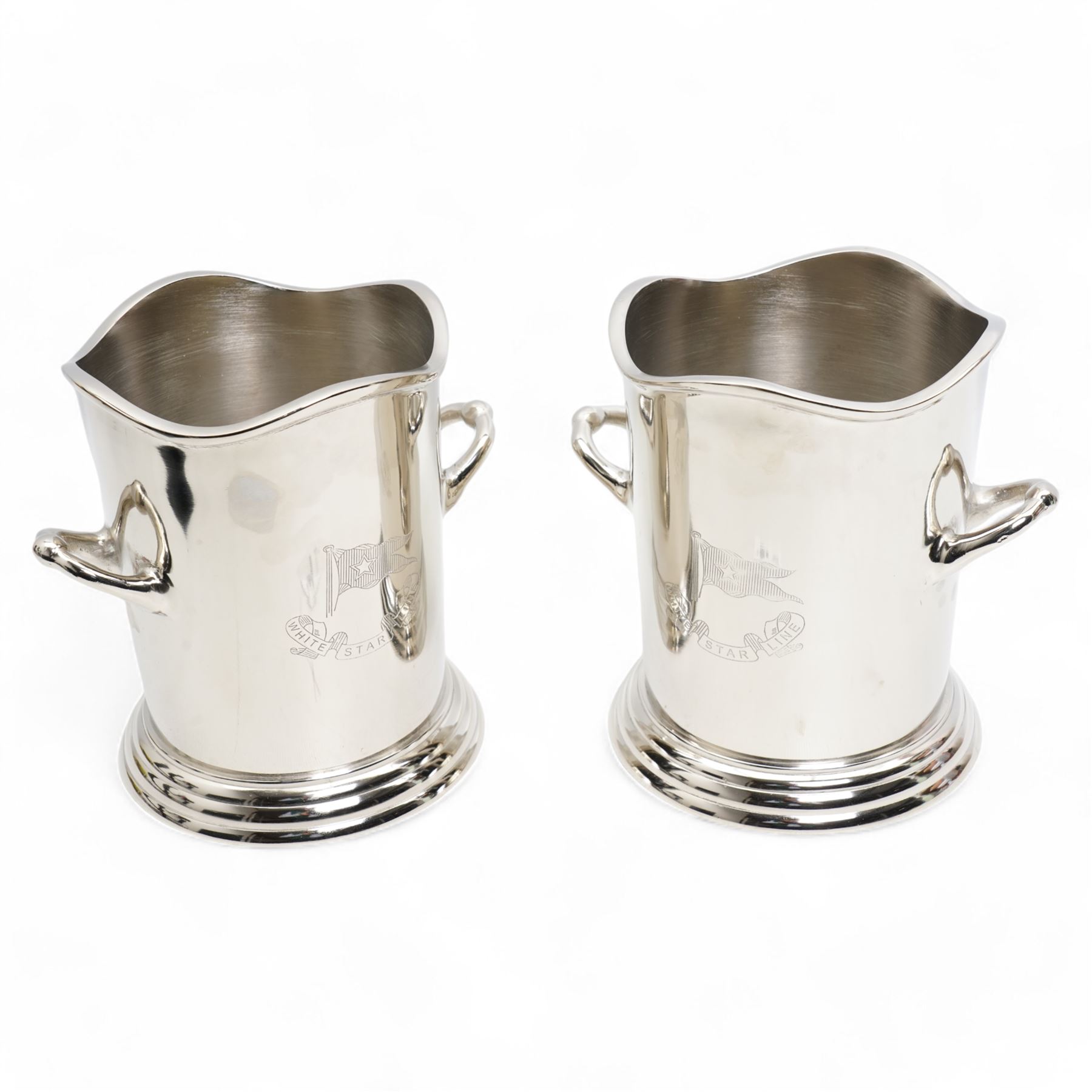 Two twin handled reproduction 'White Star Line' wine coolers, H24cm (2)