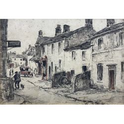 Frederick (Fred) Lawson (British 1888-1968): Grassington High Street, charcoal with colour wash highlights unsigned 21cm x 30cm