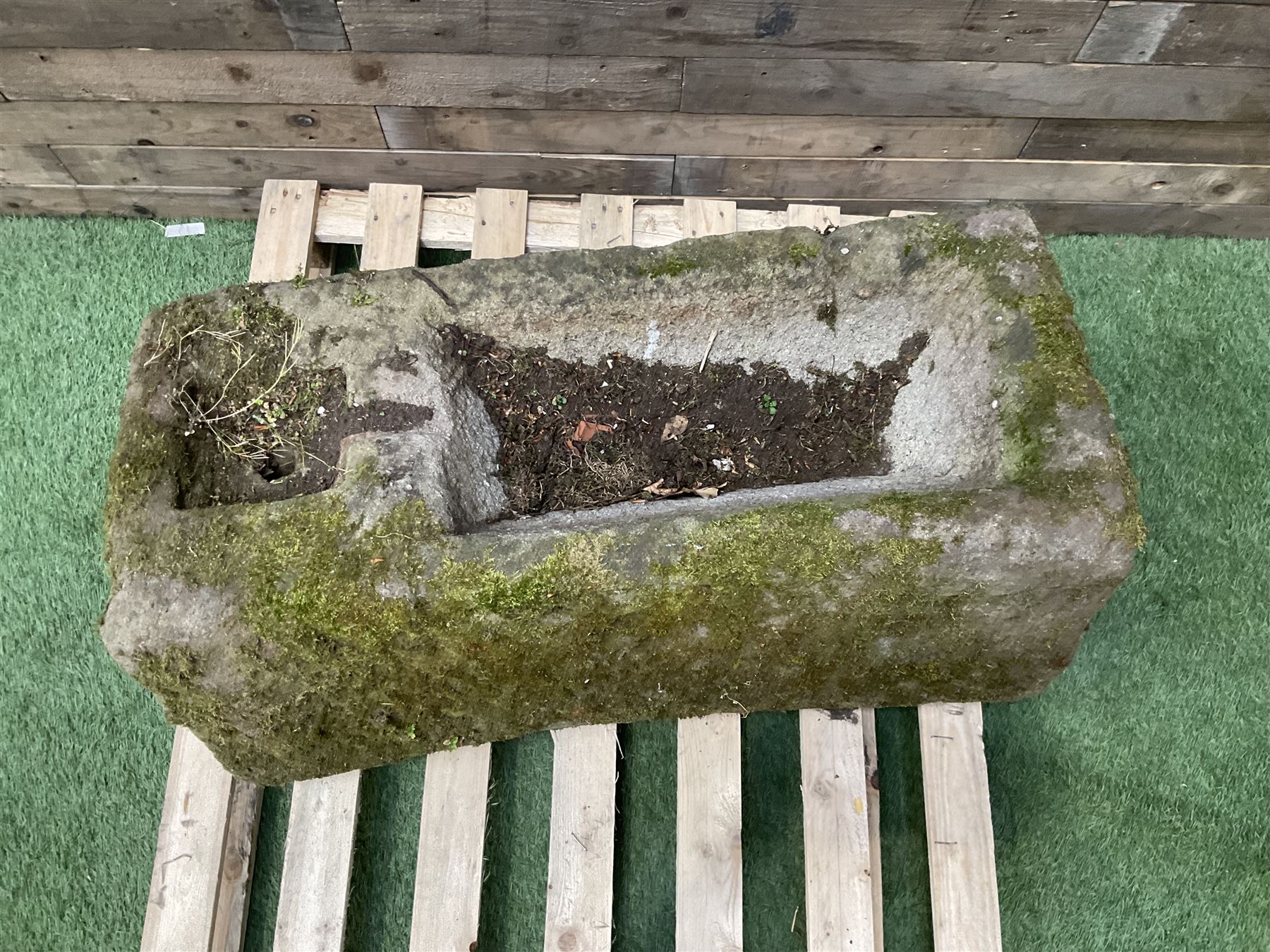 19th century rectangular stone trough, with small division - THIS LOT IS TO BE COLLECTED BY APPOINTMENT FROM DUGGLEBY STORAGE, GREAT HILL, EASTFIELD, SCARBOROUGH, YO11 3TX