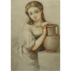 Jean Pierre Victor Dartiguenave (French c.1814-1854): Girl with a Jug of Water, pastel signed 32cm x 22cm