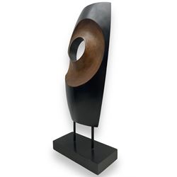 St Ives School (20th century): Abstracts, pair of ebonised hardwood sculptures, H47.5cm including base