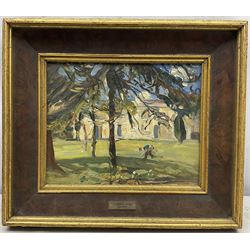 Florence Adelina Hess (Staithes Group 1891-1974): 'Under the Trees', oil on panel unsigned 21cm x 26cm 
Provenance: exh. Phillips & Sons, Marlow, June 1980, label verso