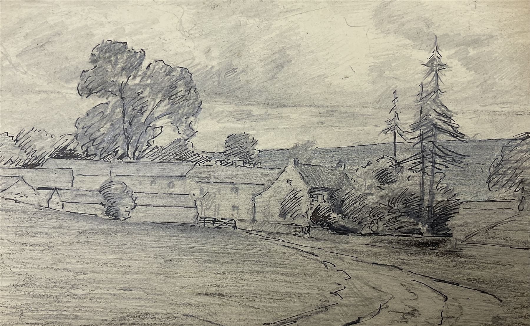 Charles Cutts Elmhirst (Staithes Group 1872-1937): Artist’s Sketchbook, Landscapes around Thorne and Helmsley, comprising eight pencil sketches and a watercolour of Thorne Church, variously signed titled and dated, disbound, overall 18cm x 25cm