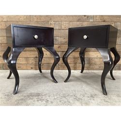 Pair of rosewood finish bedside chests